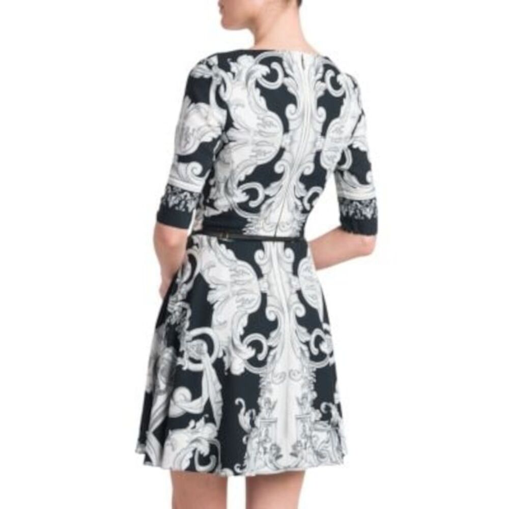 VERSACE Womens Black Lined Medusa-engraved Belt Elbow Sleeve Short Dress 38 - Picture 2 of 3